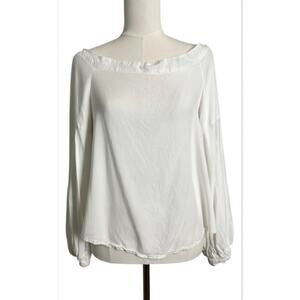 Floreat White Boho Blouse Shirt Top Cottage Indie Festival Hippie 6 Linen Rayon